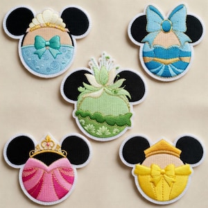 Disney Mickey Princess Embroidered Patch, Disney Mickey Minnie Royal Crown Iron On, Ariel Mulan Belle Aurora Tiana Snow White, Gift For Kids