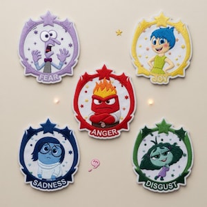 Inside Out Emotion Characters Embroidered Patch, Joy Sadness Anger Fear Envy Anxiety Iron On, Disney Gift For Kids