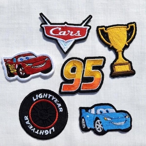 Disney Pixar McQueen Cars Embroidered Patch, Radiator Springs Piston Cup Iron On Jackets, Hats, Bags, Uniforms, Lightning Car Gift For Him