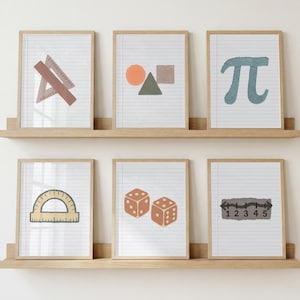 Notebook Paper Math Classroom Decor Bundle | 12 Math Posters PNG Set | Secondary Math Teacher  | Bulletin Board Kit | Composition Notebook
