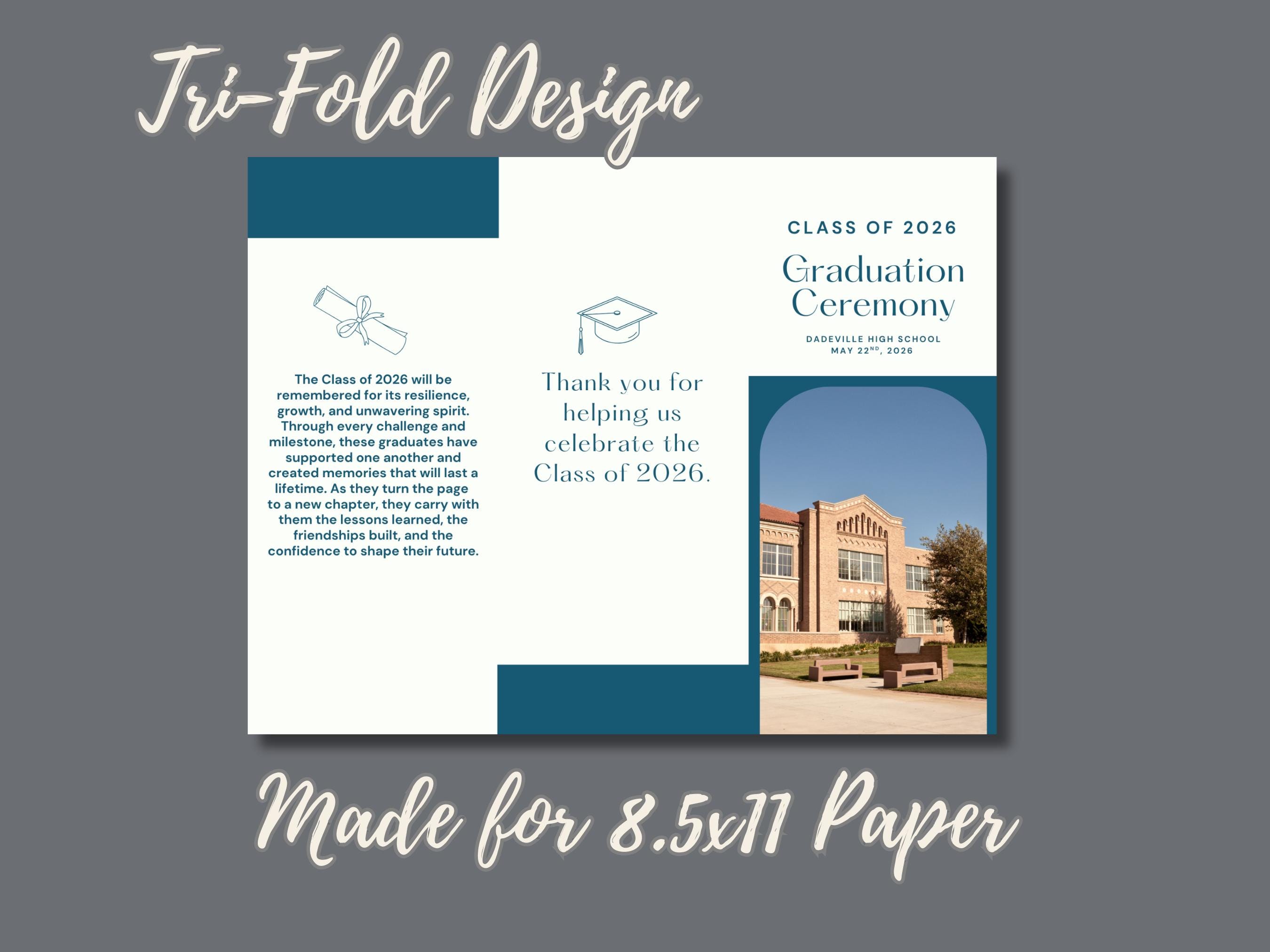 High School Graduation Program Template Canva, Tri-fold Graduation ...