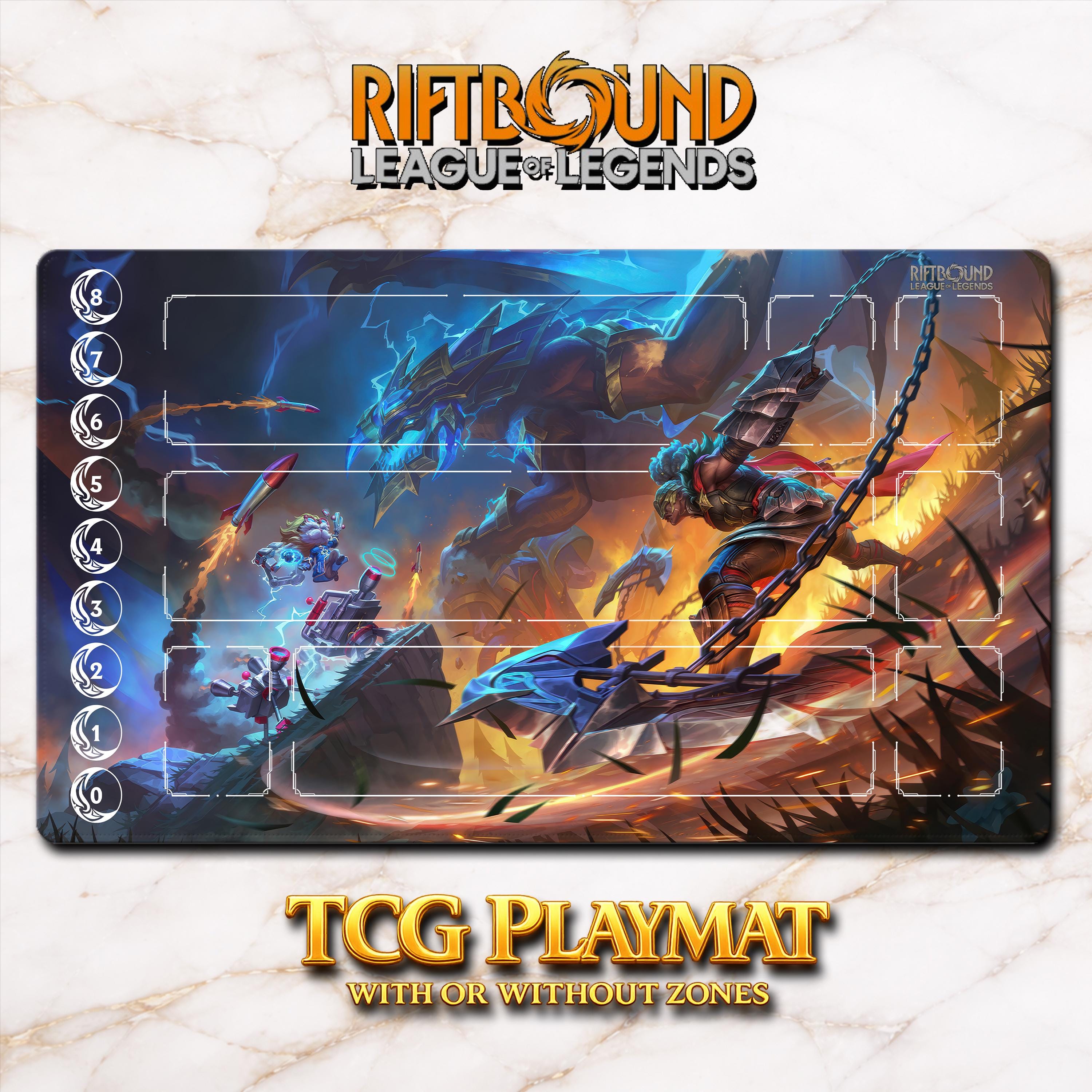 Riftbound Playmat – Ambessa / Heimerdinger – LOL TCG Game Mat