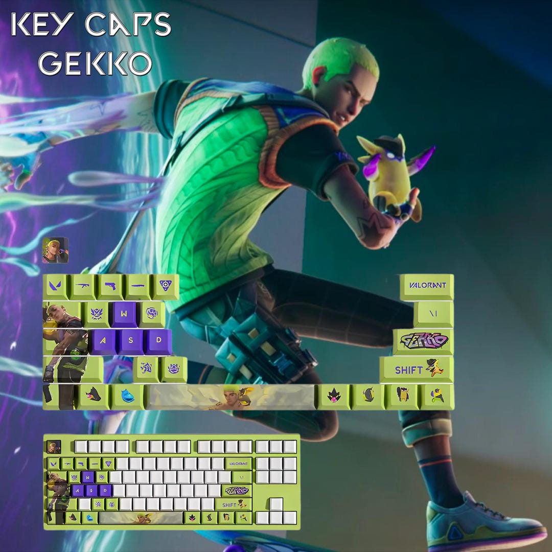 Gecko Computer Keyboard Keycaps Valorant Gekko / Variations : 29 Keys / Mechanical Keyboard ...
