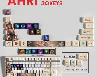 Teclas de League of Legends Ahri / Variaciones: 30 teclas / Para teclados mecánicos