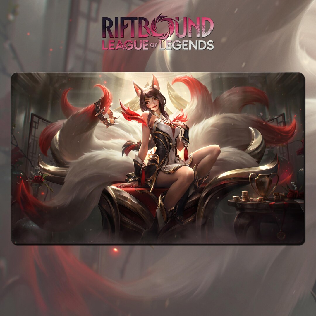 Ahri Riftbound Tft Playmat – Ahri – Riftbound LOL TCG Game Mat 24x14 Inches (600x350x2mm ...