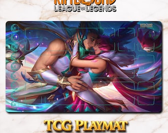 Speelmat – Xayah/Rakan – Riftbound LOL TCG-spelmat: 600 x 350 x 2 mm (24 x 14 inch)