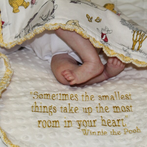 Disney Winnie the Pooh Minky blanket- 30"x36"- Winnie the Pooh Characters- Cotton and Minky baby blanket-Winnie the Pooh minky blanket-