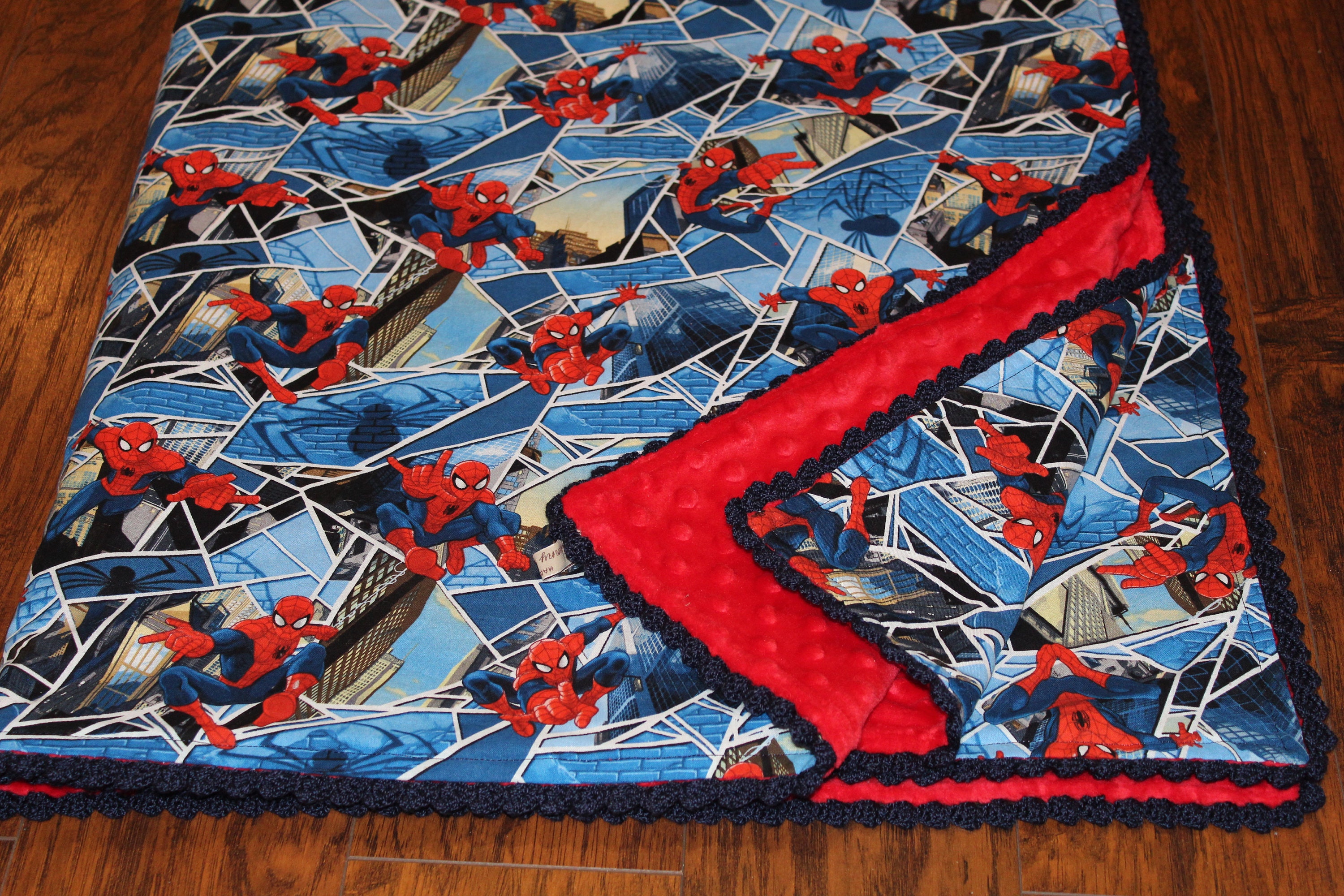 Spiderman minky blanket Childs spider man minky blanket Etsy