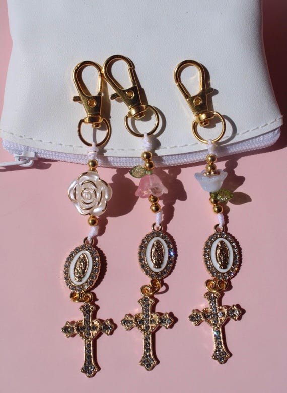 Catholic Party Favors Handmade Keychain bags   / Baptism Favors / Wedding favors / Bridal shower favors / Birthday/ Baby Shower Favors