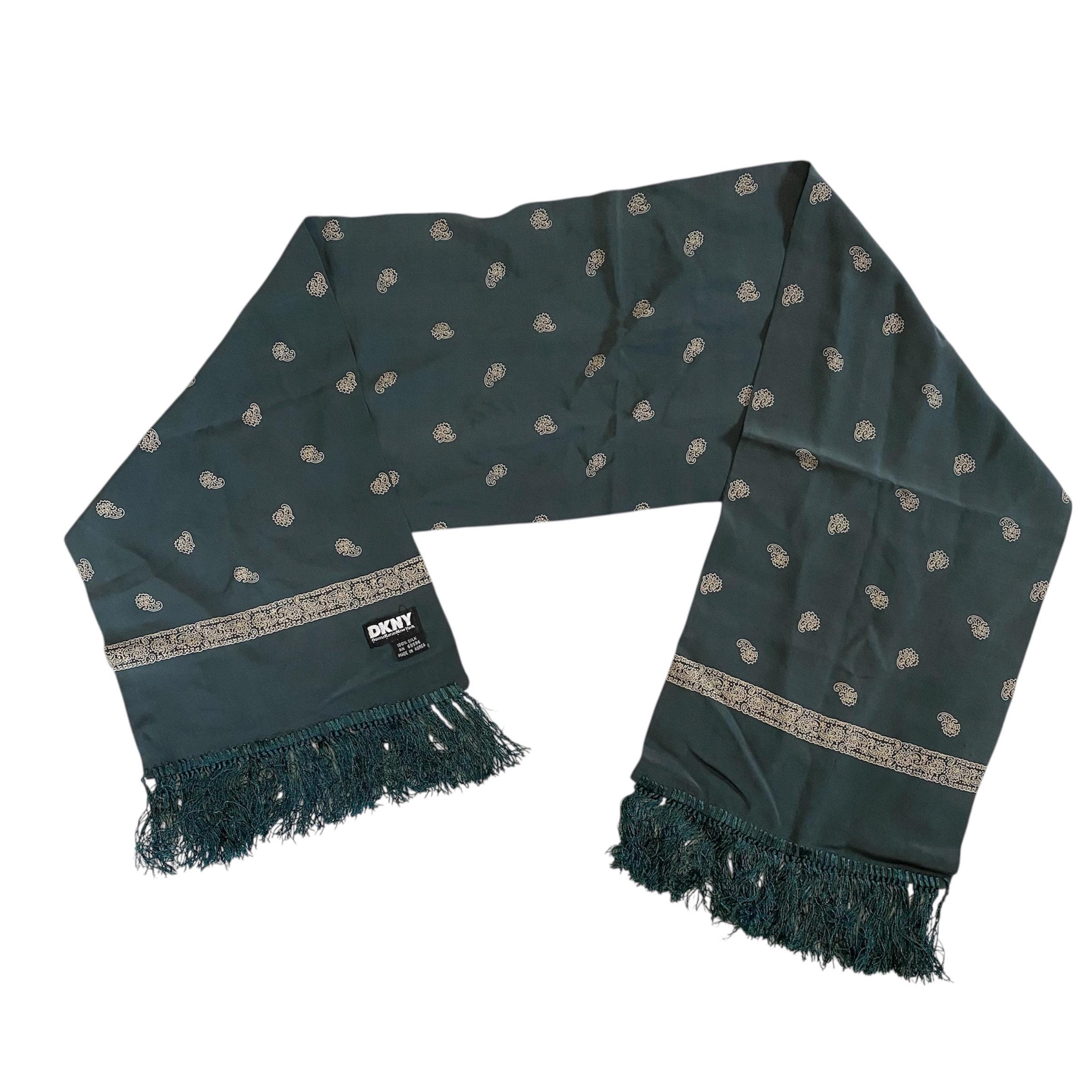 Foulard Carré En Soie DKNY Vintage - Rouge - 51x52 Cm - Occasion TBEG - Parfait Tour De Cou