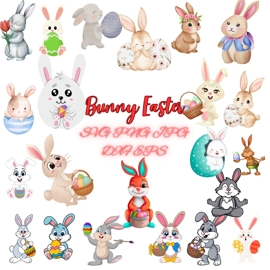 Easter Bunny SVG Bundle |rabbit Clipart Designs (svg, Jpg, Png Eps,dxf ...
