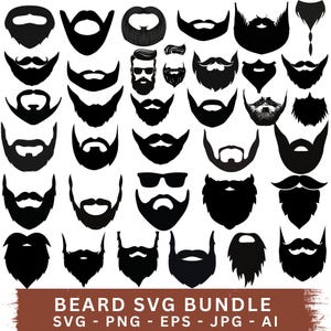 Paquete de imágenes SVG de barba: archivos de corte para Cricut (descarga digital)