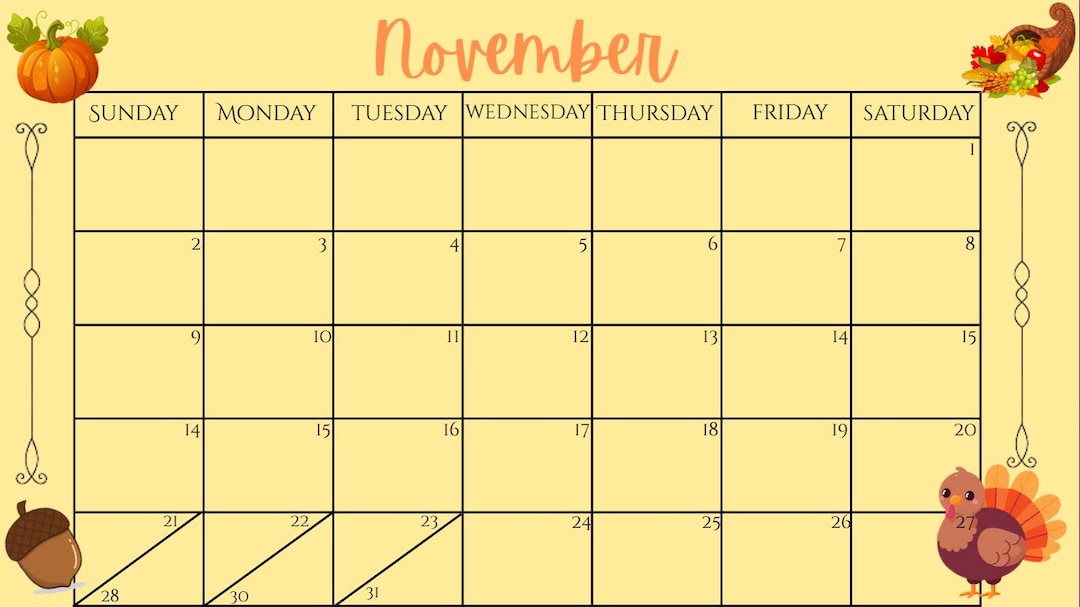 Google November Calendar.pdf November Calendar-printable - Etsy