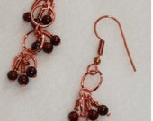 Copper Brown Glass Dangle Earrings