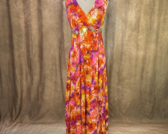 Vintage Tie Dye Jumpsuit Romper 70s Wide Leg Playsuit One Piece Sleeveless Retro