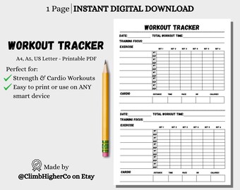 Workout Tracker, Fitness Journal (A4/A5/Letter)