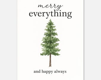 Merry Alles Weihnachtsbaum Print - Feiertags Wandkunst