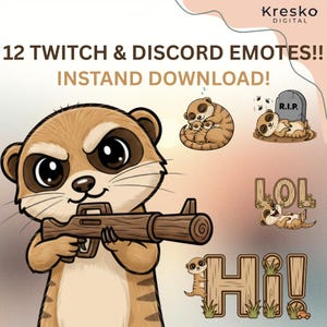 Meerkat Twitch Emotes, Kawaii Streamer Emoji Pack (Direkt Nedladdning)