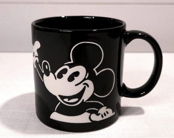 Vintage Mickey Mouse Black and White Steamboat Willie Mug
