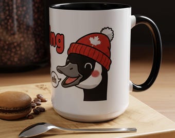 Tasse à café drôle Canadian Goose : « Something to klaxon » 15 oz en céramique