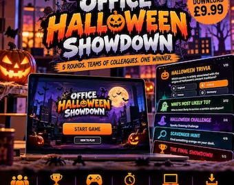 Office Halloween Showdown | Team Trivia, Challenges, Scavenger Hunt (Digital Download)