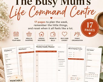 The Busy Mum's Life Command Centre | Family Organisation Planner, Weekly Printable & Digital Download