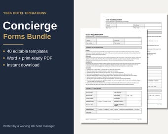 40 Editable Hotel Concierge Forms Bundle | Word & PDF Templates (Instant Download)