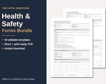 Hospitality Health and Safety Forms Bundle | 49 Editable Templates (Word and PDF)