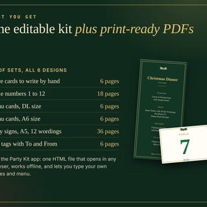 Christmas Dinner Party Kit, Printable Place Cards, Menu, Table Numbers, Signs, Gift Tags (Instant Download) image 5