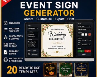 YSEK Event Sign Generator | Create & Print Custom Signage for Any Occasion (Editable Digital Download)