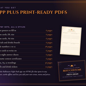 Halloween Pub Restaurant Printable Pack, Menu, Poster, Quiz Night, Table Numbers, Tickets, Signs, 6 Designs, Instant Download image 5