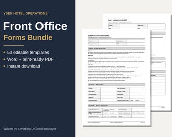Hotel Front Office Forms Bundle | 50 Editable Reception Templates (Word & PDF)