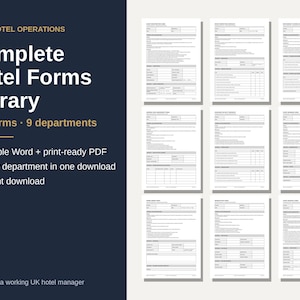 Complete Hotel Operations Forms Library | 402 Editable Templates (Word & PDF)