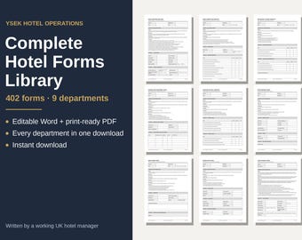 Complete Hotel Operations Forms Library | 402 Editable Templates (Word & PDF)
