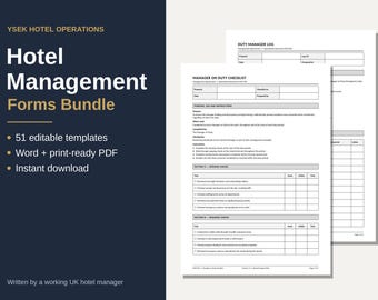 Hotel Management Forms Bundle | 51 Editable Templates (Word & PDF)