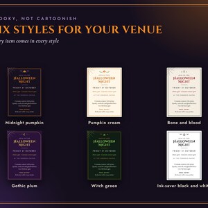 Halloween Pub Restaurant Printable Pack, Menu, Poster, Quiz Night, Table Numbers, Tickets, Signs, 6 Designs, Instant Download image 3