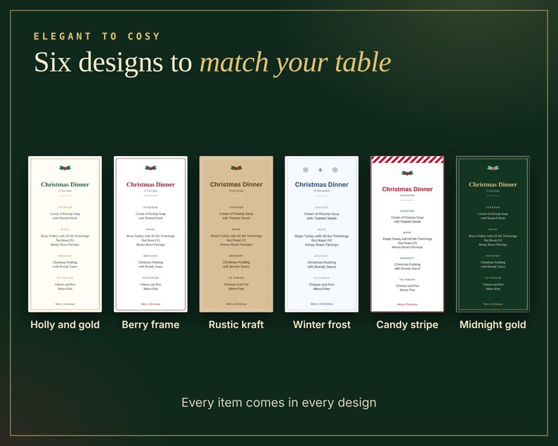 Christmas Dinner Party Kit, Printable Place Cards, Menu, Table Numbers, Signs, Gift Tags (Instant Download) image 3