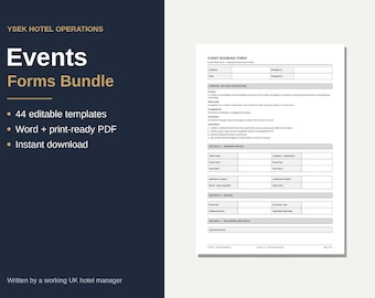 Hotel Event Forms Bundle | 44 Editable Templates (Word & PDF)