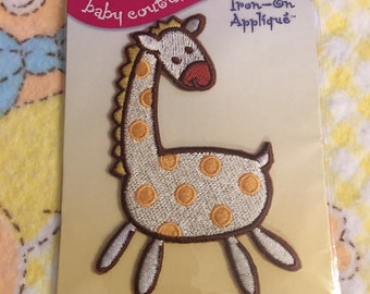 New Adorable Tulip Baby Couture Giraffe Iron-On Applique ~ Wild Baby Animal Patch ~ So CUTE! ~ Unisex New Baby DIY Ideas ~ Free Shipping!!