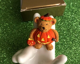 Never Worn Vintage Adorable Teddy Bear Jack O' Lantern Brooch/Pin ~ In The Original Box ~ Dated 1999 ~ FREE Shipping!