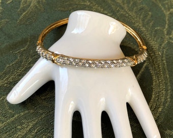 Never Worn Vintage Avon Two Tone Pave Bangle Bracelet Size Large ~  In The Original Box Dated 2000 ~ So Much BLING! ~ FREE Shipping!