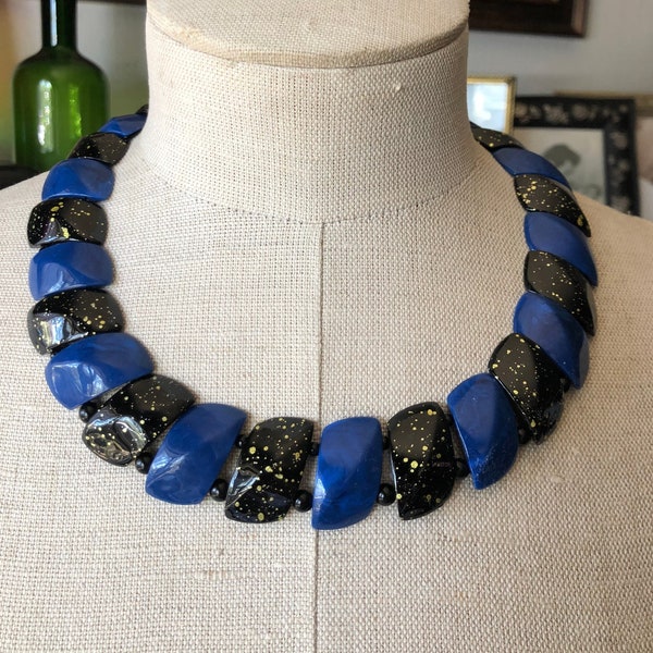 Never Worn Vintage Avon Cobalt Blue and Black Color Impact Necklace ~ New In The Box  Dated 1987 ~ Vintage Dead Stock Jewelry ~FREE Shipping