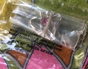 Never Worn Sterling Silver Convertible October Birthstone Heart Pendant Necklace ~ In The Original Sealed Package ~FREE Shipping!!