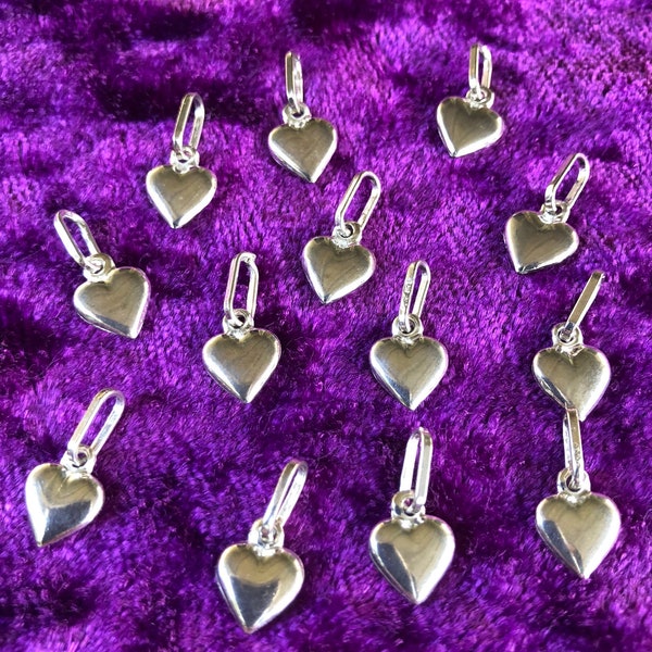 Small Sterling Silver Puffy Heart Charms/Pendants  ~ Signed Italy ~ Stamped 925 ~ Excellent Quality ~ Sold Individually ~ Free Shipping!!