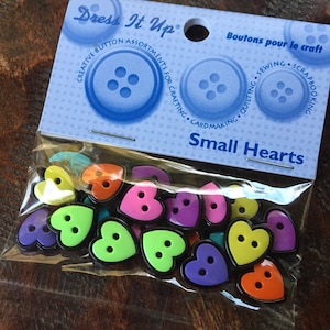Pack Of 19 Fun Different Colored Small Heart Buttons For You To Create With ~ Pink Heart Buttons ~ Blue Heart Buttons ~ FREE Shipping!