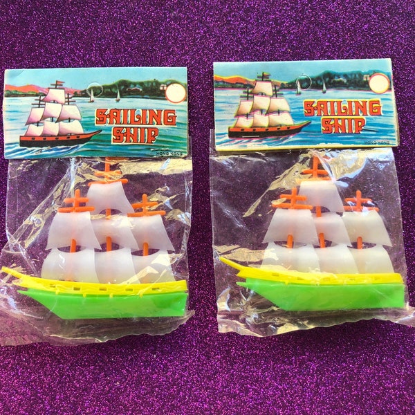 Vintage Plastic Sailing Ships ~ Made In Hong Kong ~ New In The Package Dime Store Toys ~ Sold Individually ~ NOS ~ FREE Shipping!!