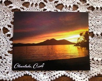 Vintage New Postcard Featuring A Beautiful Clearlake Sunset  ~ Clear Lake California ~ Clearlake, CA ~ Excellent Never Used Condition !
