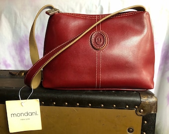 New With Tags Vintage Burgundy Wine Color Mondani New York Purse ~ Small Faux Leather Purse With Straps ~ Pristine Condition ~ FREE Shipping