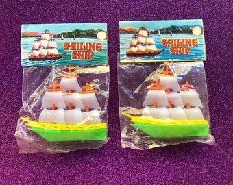 Vintage Plastic Sailing Ships ~ Made In Hong Kong ~ New In The Package Dime Store Toys ~ Sold Individually ~ NOS ~ FREE Shipping!!