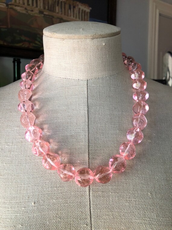 New Vintage Beautiful Glossy Transparent Pink Luc… - image 6